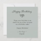 BLAUER OCTOPUS DEKORIERTER KINDERGEBURTSTAG-KUCH KARTE (Rückseite)