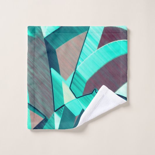 Blauer oder cyan Streifen über rustikal rötlich-or Badhandtuch Set (Waschlappen)