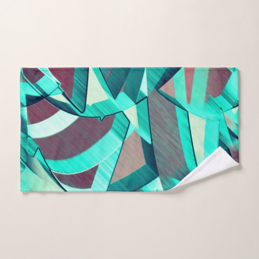 Blauer oder cyan Streifen über rustikal rötlich-or Badhandtuch Set (Handtuch)