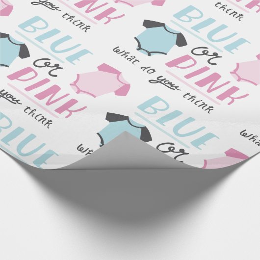 Blauer oder rosa Baby Gender Reveal Party Dusche Geschenkpapier (Ecke)