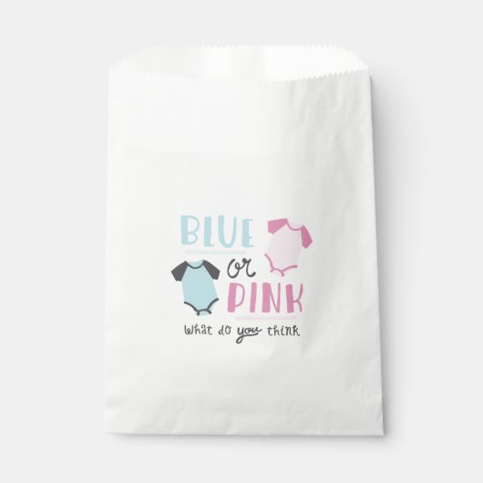 Blauer oder rosa Baby Gender Reveal Party Dusche Geschenktütchen (Vorderseite)