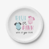 Blauer oder rosa Baby Gender Reveal Party Dusche Pappteller (Vorderseite)