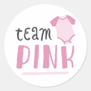 Blauer oder rosa Baby Gender Reveal Team Pink Runder Aufkleber