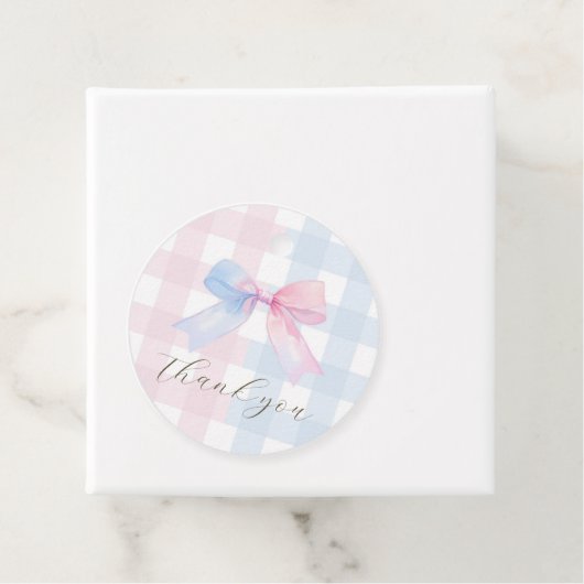 Blauer oder rosa Babydusche Gefallen Tag Geschenkanhänger (Beispiel)