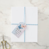 Blauer oder rosa Geschlecht offenbart Baby Shower Geschenkanhänger (Mit Garn)