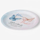 Blauer oder rosa Geschlecht offenbart Baby Shower  Pappteller (Schrägansicht)