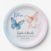 Blauer oder rosa Geschlecht offenbart Baby Shower  Pappteller (Vorderseite)