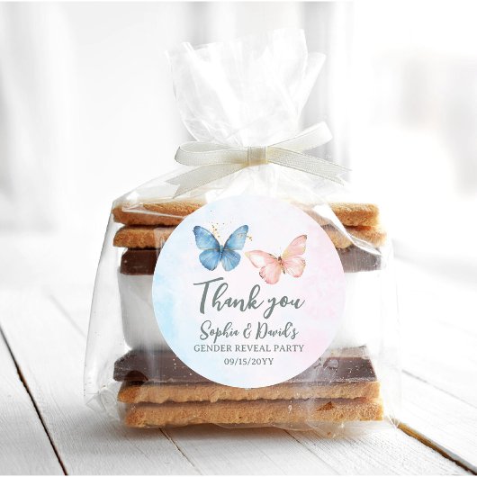 Blauer oder rosa Geschlecht offenbart Baby Shower  Runder Aufkleber