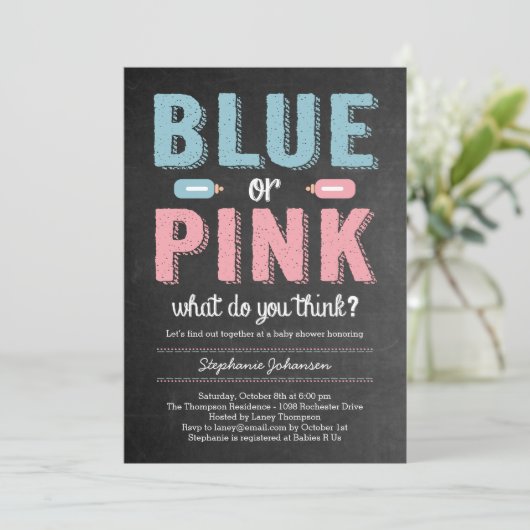 Blauer oder rosa Geschlechtsverkehr: Aufdeckung de Einladung (Stehend Vorderseite)