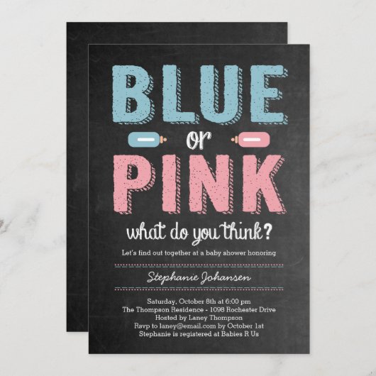 Blauer oder rosa Geschlechtsverkehr: Aufdeckung de Einladung (Vorne/Hinten)