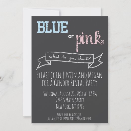 Blauer oder rosa Geschlechtsverkehr: Aufdeckung ei Einladung (Vorderseite)