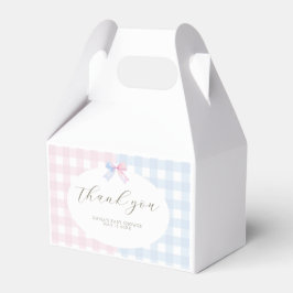 Blauer oder rosa Gingham-Babydusche Geschenkschachtel