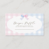 Blauer oder rosa Gingham Bow Gender Reveal Baby Sh Begleitkarte (Vorderseite)