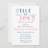 Blauer oder rosa Hinweis auf das Geschlecht der Ba Einladung (Vorderseite)