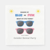 Blauer oder rosa Sonnenbrille Sommergenderenthüllu Serviette (Vorderseite)