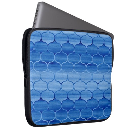 Blauer Ogee Muster Laptopschutzhülle (Vorne Rechts)