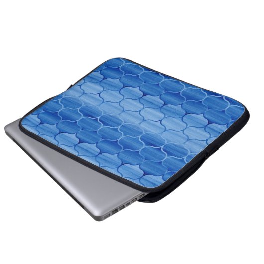 Blauer Ogee Muster Laptopschutzhülle (Vorne Knopf)