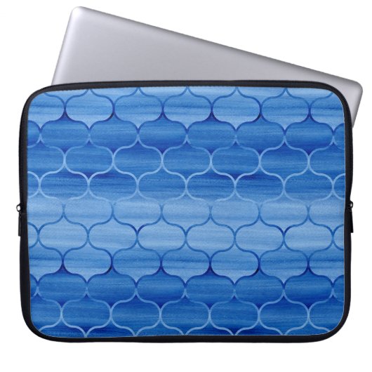 Blauer Ogee Muster Laptopschutzhülle (Vorderseite)