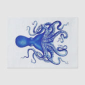 Blauer Oktopus auf weißem Hintergrund Seidenpapier (Vorderseite)