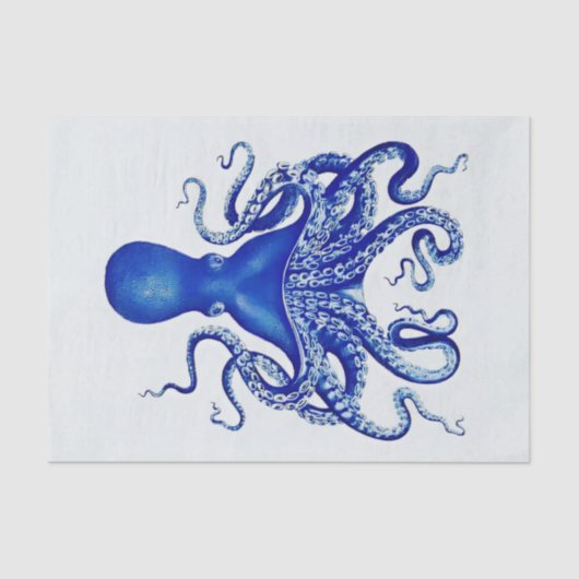 Blauer Oktopus auf weißem Hintergrund Seidenpapier (Vorderseite)