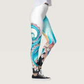 Blauer Oktopus auf weißem Tinte Leggings (Rechts)
