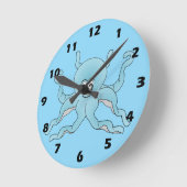 Blauer Oktopus-Design Runde Wanduhr (Winkel)