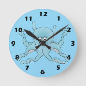 Blauer Oktopus-Design Runde Wanduhr (Vorderseite)