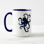Blauer Oktopus Einfache Illustration Tasse (Links)