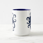 Blauer Oktopus Einfache Illustration Tasse (Zentrum)