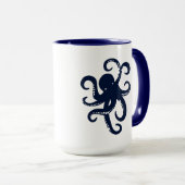 Blauer Oktopus Einfache Illustration Tasse (VorderseiteRechts)