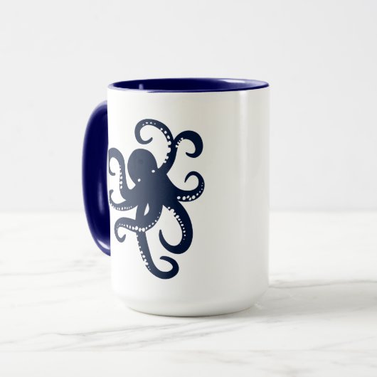 Blauer Oktopus Einfache Illustration Tasse (Vorderseite Links)