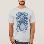 Blauer Oktopus Graphischer Vintager Zeichn T-Shirt (Vorderseite)