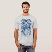 Blauer Oktopus Graphischer Vintager Zeichn T-Shirt (Vorne ganz)