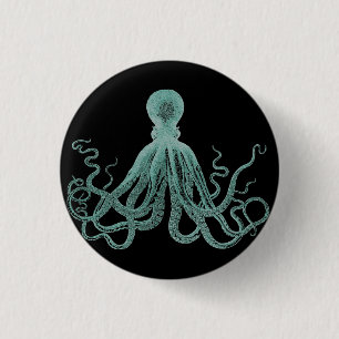 Blauer Oktopus-Knopf Button