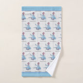 Blauer Oktopus Küste Weißes Holz Nautik Badhandtuch Set (Handtuch)