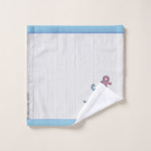 Blauer Oktopus Küste Weißes Holz Nautik Badhandtuch Set (Waschlappen)