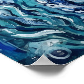 Blauer Oktopus Meer Leben Poster (Ecke)