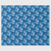 Blauer Oktopus mit Schleifen-Geschenkpapier Geschenkpapier (Flach)