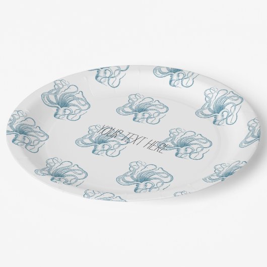 Blauer Oktopus Pappteller (Schrägansicht)