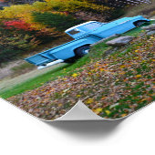 Blauer Oldtimer-LKW Poster (Ecke)