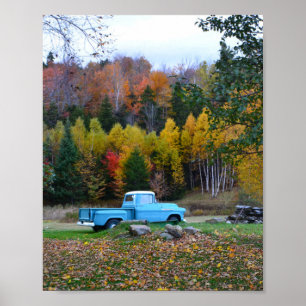 Blauer Oldtimer-LKW Poster