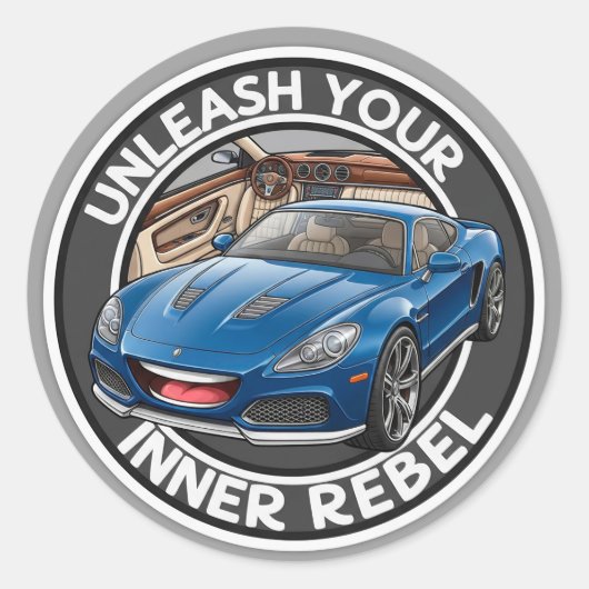Blauer Oldtimer Runder Aufkleber (Vorderseite)