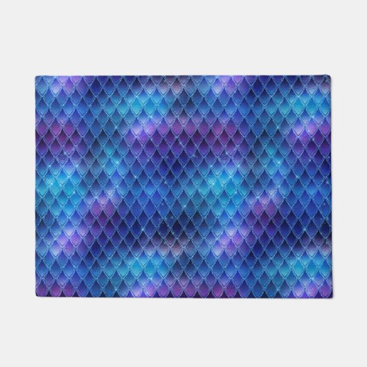 Blauer Ombre und Glitzer Dragon Scales Fußmatte (Vorderseite)