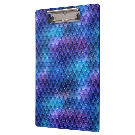 Blauer Ombre und Glitzer Dragon Scales Klemmbrett (Links)