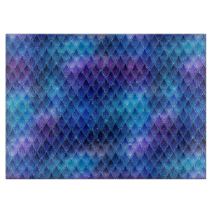 Blauer Ombre und Glitzer Dragon Scales Schneidebrett