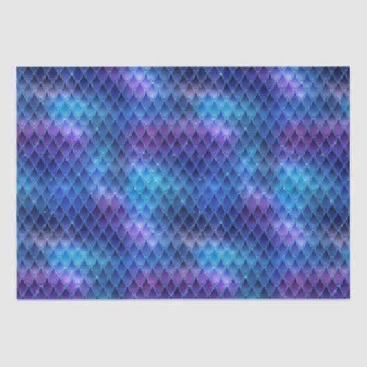 Blauer Ombre und Glitzer Dragon Scales Seidenpapier (Vorderseite)
