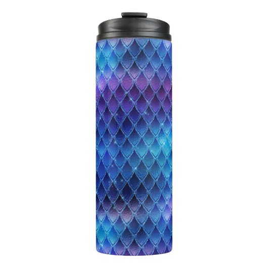 Blauer Ombre und Glitzer Dragon Scales Thermosbecher (Vorderseite)