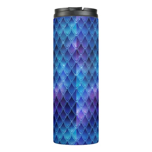 Blauer Ombre und Glitzer Dragon Scales Thermosbecher (Rückseite)