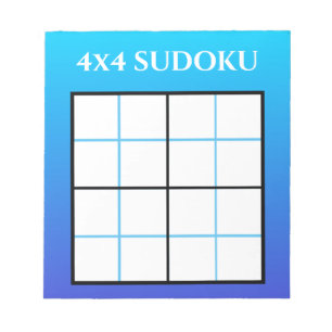 Blauer Ombre-Verlauf 4x4 Sudoku-Rastervorlage Notizblock