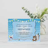 Blauer Ombre Zickzack BabySip und sehen Einladung (Stehend Vorderseite)